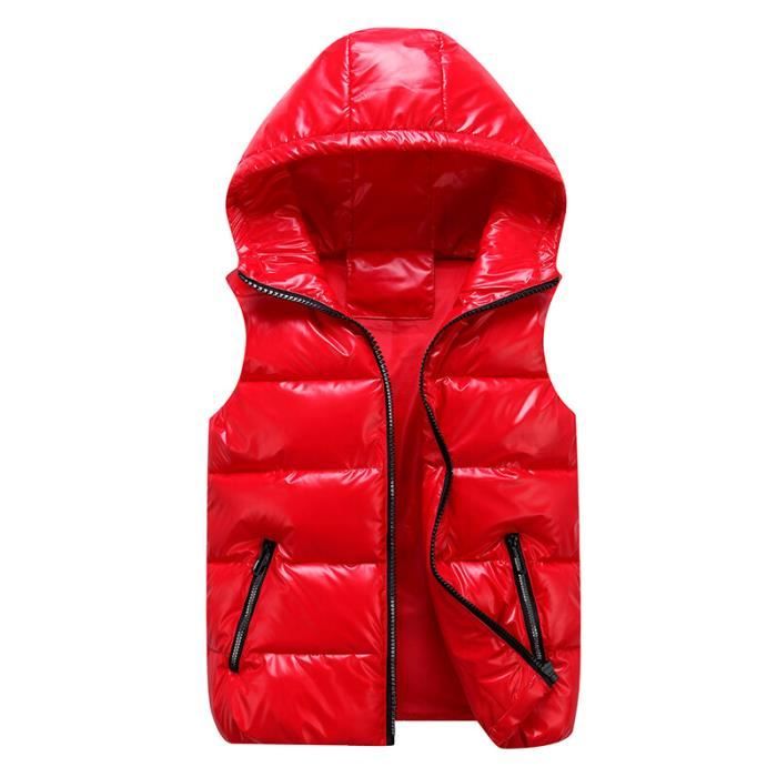 Gilet a capuche en fibre de coton brillant pour femme veste rembourree gilet femme court documents hiver 2021 Rouge B9974 Blanc Cdiscount Pret a Porter
