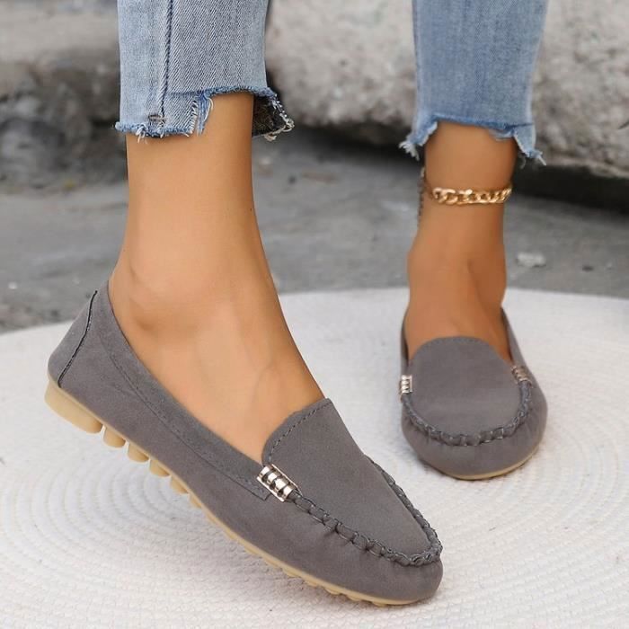 Mocassins Femme KS avec Décome de Métal Ultra-Confort Slip-Ons