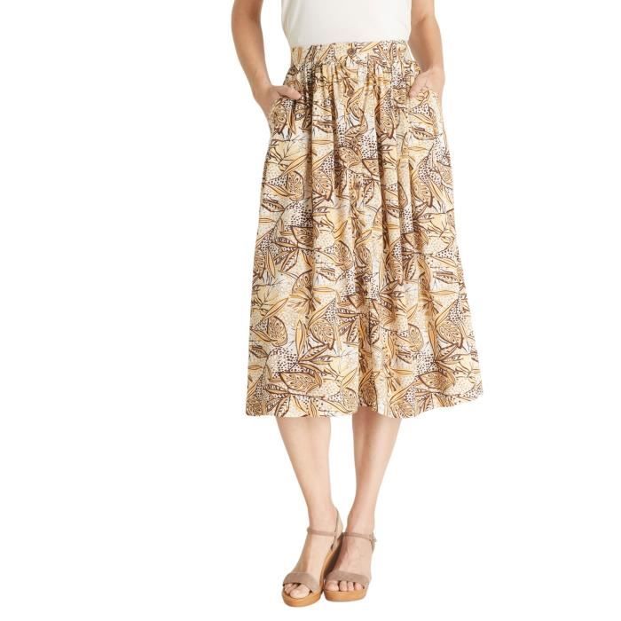 Jupe évasée M&S Marks & Spencer, Marron Clair / Beige, Taille 6, Midi, Femme