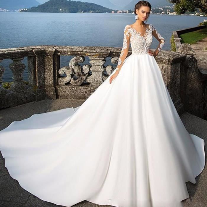 Silver L robe de mari e femmes 2020 nouveau tra nant manches