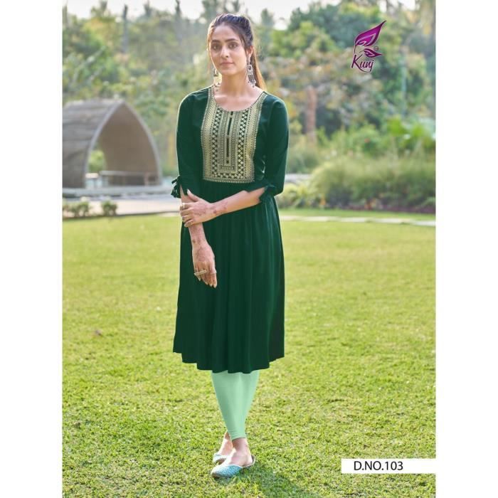 Tunique grande taille brode Longue Vert Kurti indienne unique grande taille brode Longue Rouge Kurti indienne