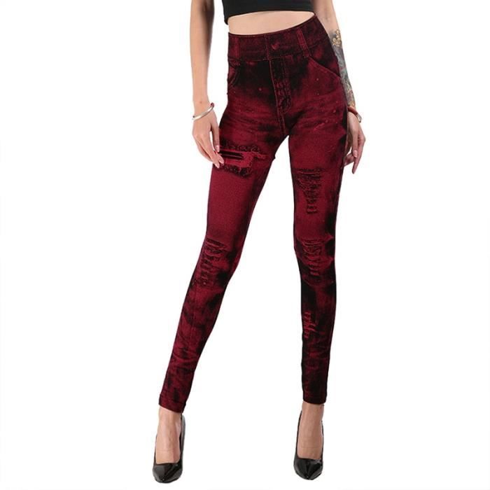 Legging imitation sales jeans taille haute