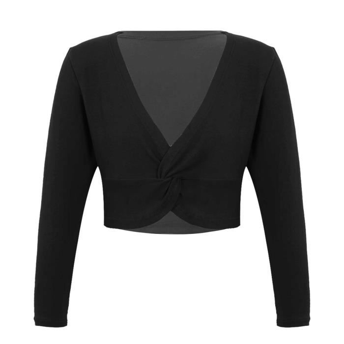 Top Ballet Manches Longues Riismen – Col V, Dos Noué, Extensible, Pour Danse, Yoga, Gym