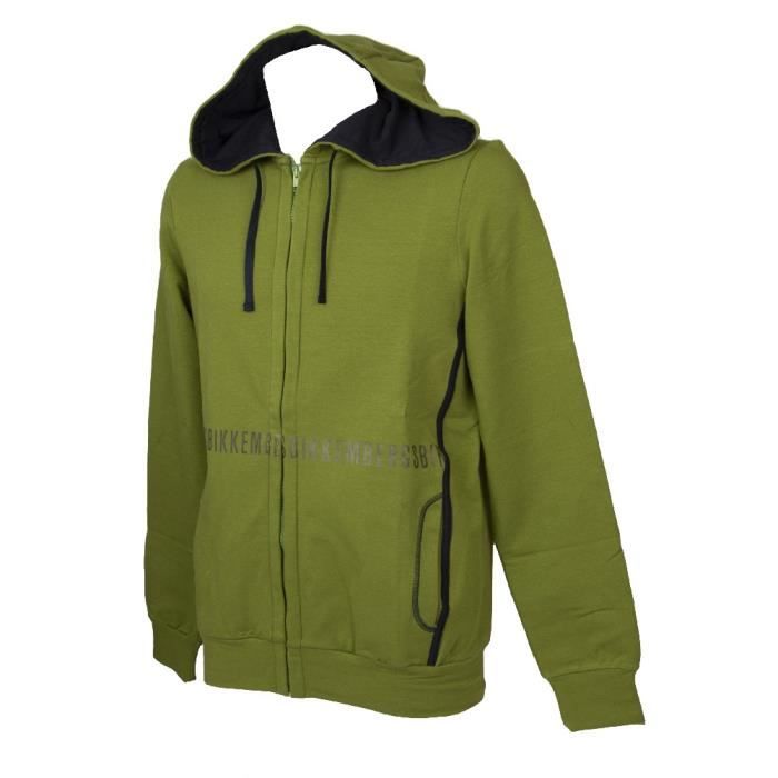Sweat a capuche BIKKEMBERGS FLEECE HOODIE pour homme avec zip Vert VBKT05110 6030 military Cdiscount Pret a Porter