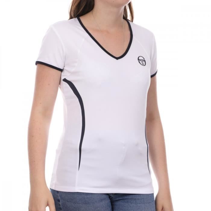 T Shirt Femme Blanc Sergio Tacchini Eva Manches Courtes Anti UV Sechage Rapide Blanc Cdiscount Sport