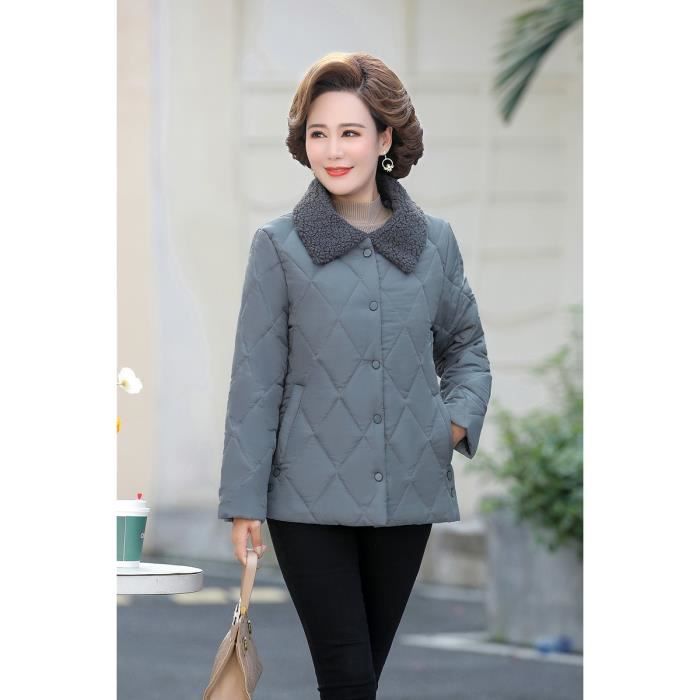 Doudoune Courte Femme DAIHAN - Veste Simili Cuir Matelassée Chaud Et Élégante