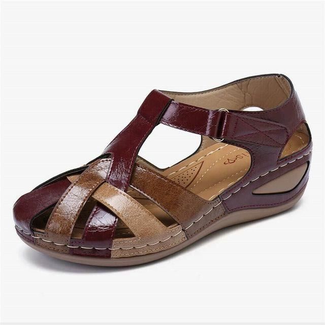 Sandales Romaines Compensées Femme – Tongs Orthopédiques D’Été Confortables, Pieds Larges, Semelle Amortissante Antidérapante, Style Décontracté
