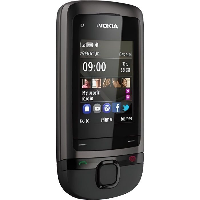 Téléphone portable Nokia C2.05 - Noir - EDGE - Slider - 2 po