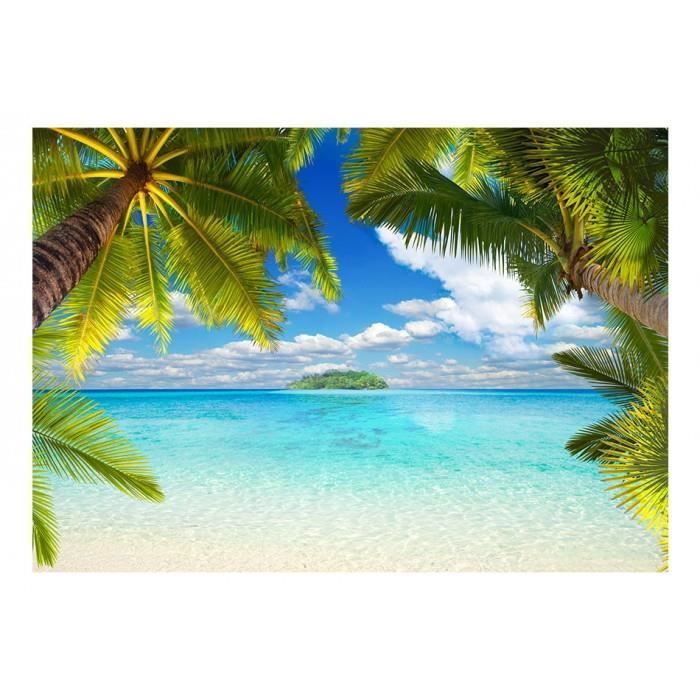 Mesure 100x70 Sublime Papier Peint Palmiers Paysage Mer