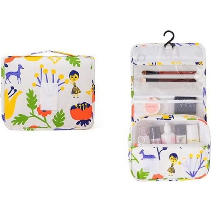 Trousse De Toilette Pliable NOVAGO - Style Japonais Fleuri | 18x13x9cm, 3 Compartiments