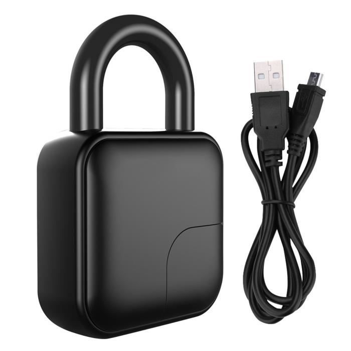 Cadenas avec empreinte digitale - Chargement USB - Cadenas à empreinte digitale IP54 - Étanche - Pour bureau, gym, bagages, jardin, casier (argenté