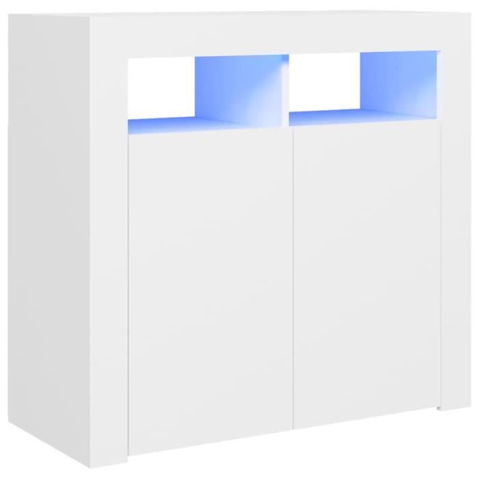 Buffet - OMABETA - M03761 - Blanc - Bois dingénierie - Lumières LED RVB