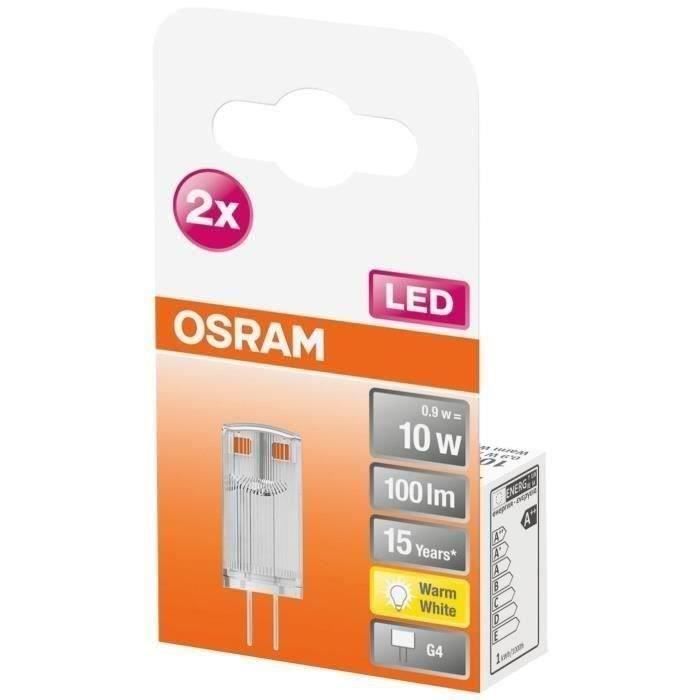 OSRAM - Boite de 2 LED capsule clair 0.9W G4 100lm 2700K chaud