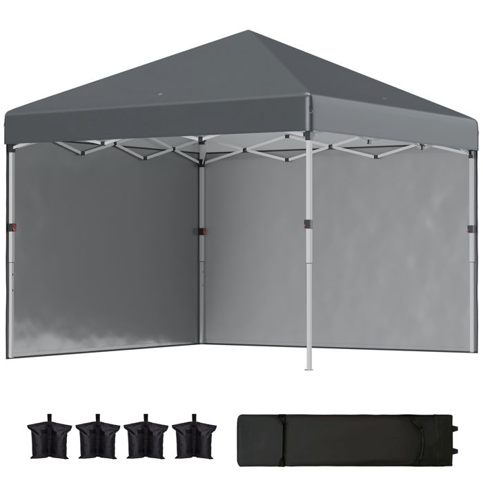 Tonnelle De Jardin Pliante 3x6m Bonnlo | Gazebo Imperméable Avec Sac De Transport - Gris Foncé