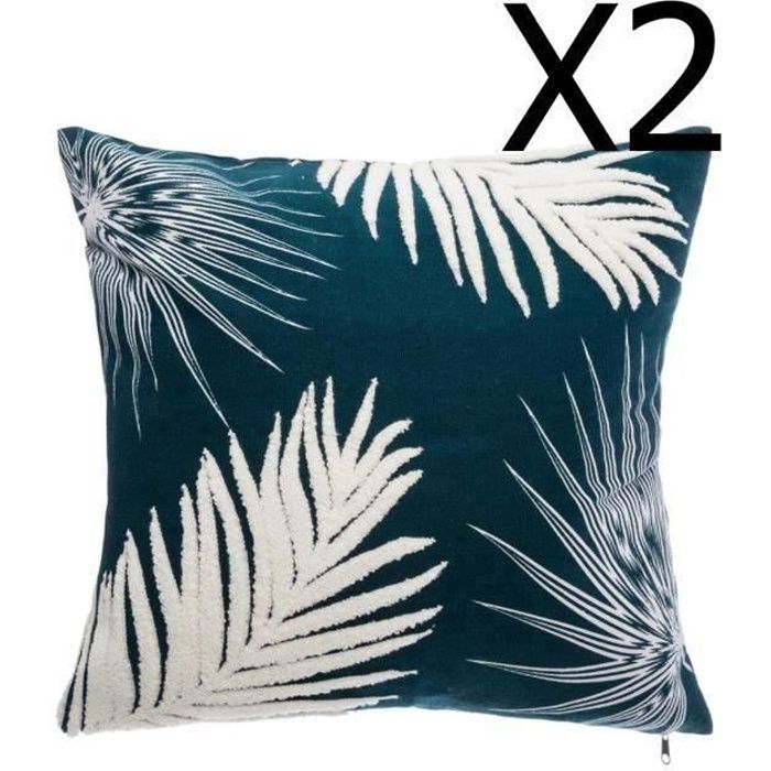 Lot de 2 coussins en polyester Bleu Canard - L. 40 x l. 40 cm