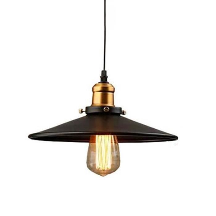 26 Cm Suspension Industriel Vintage Edison Plafonnier Abat Jour E27 Noir Achat Vente 26 Cm Suspension Industriel Cdiscount