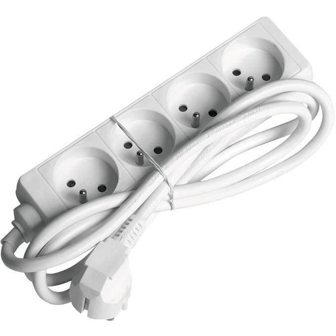 Bloc multiprises - 4 prises - cordon 1.5 m - blanc