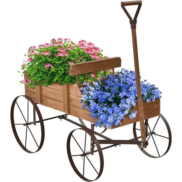 3 Roues Déco Bois Rustique - Style Western Pour Jardin Et Terrasse
