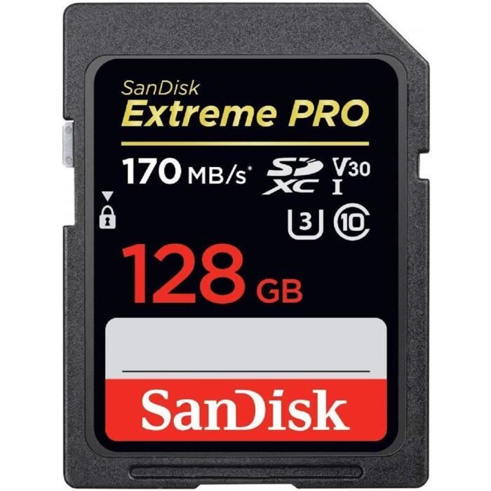Paquet De Deux Carte mémoire SDXC SanDisk Extreme PRO jusqu'à 170 Mo/ UHS I Classe 10 U3 V30 2PCSPACK
