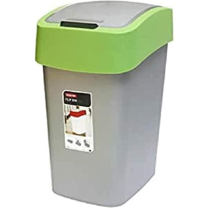 Poubelle HRB 25L Avec Couvercle Basculant – Noir Et Vert Menthe – Plastique Dur Multifonction