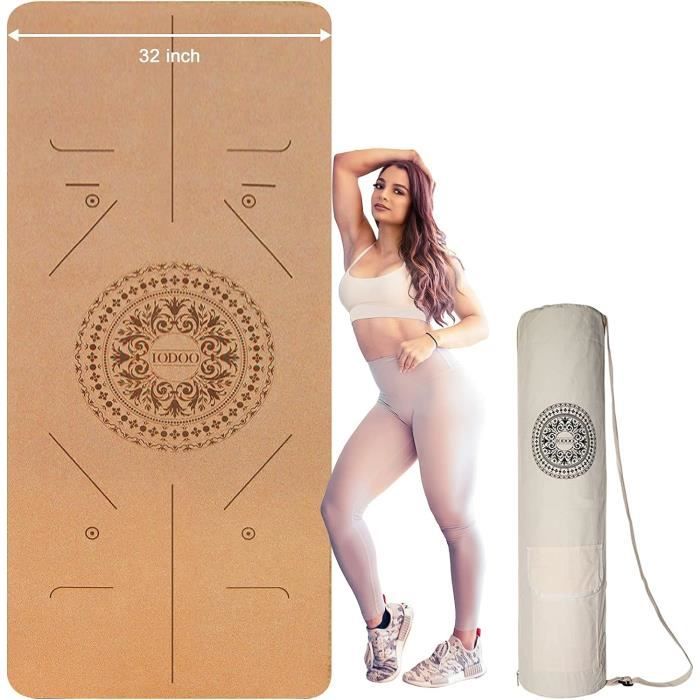 Tapis De Yoga En Liège Navaris - Antidérapant, Avec Sangle De Transport, Neuf