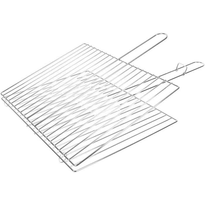 Grille De Barbecue En Inox Européenne 48 X 35 Cm - Barreaux 6+4 Mm, 18 Pièces - Raccourcissable - Pour Grill Et Cheminée Intérieure/extérieure