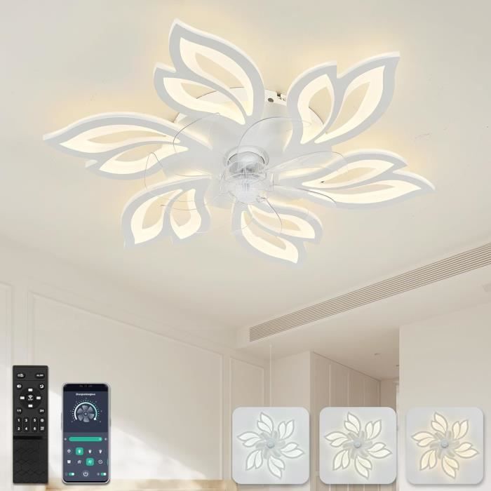 Ventilateur De Plafond Sans Pales Avec Lumière LED - 20 Pouces, Télécommande Et App - Brun, Encastré | Depuley