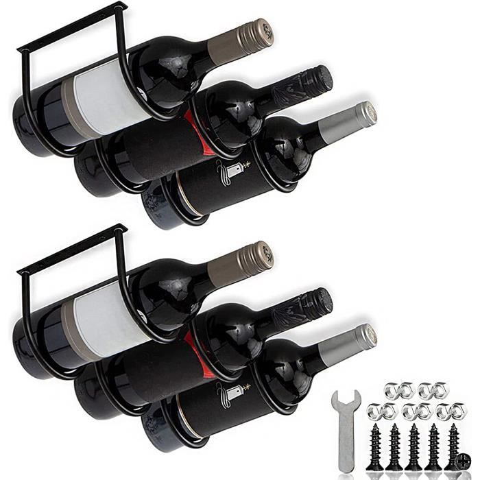 Lot De 4 Porte-bouteilles Muraux En Métal Noir - Rangement élégant Pour Vin Et Bouteilles