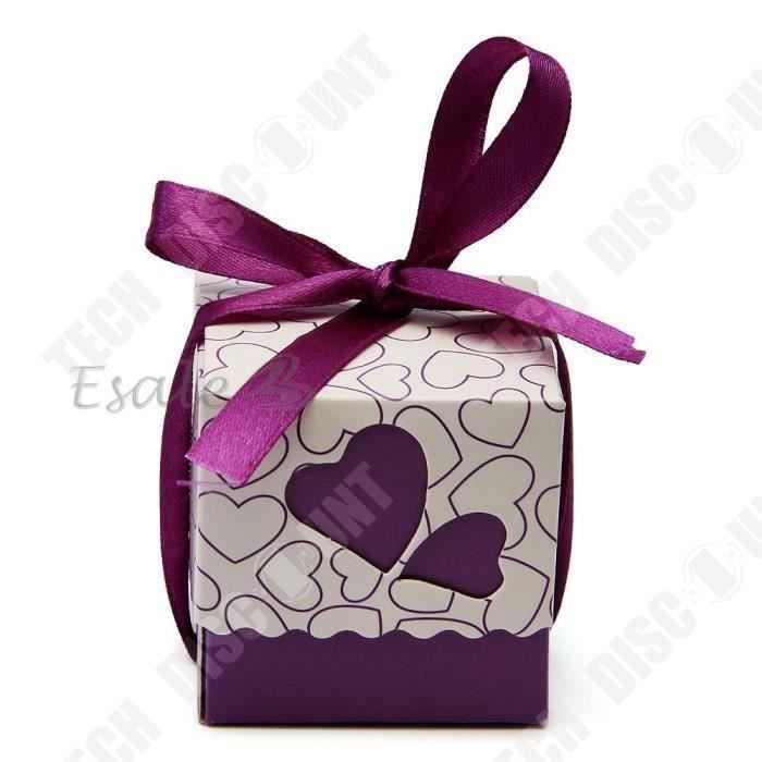 TD® Lot de 100 pièces Boîte violet à Dragées Cadeau Mariage Baptême-Boite à dragée pour décoration évènement-outil décoratif