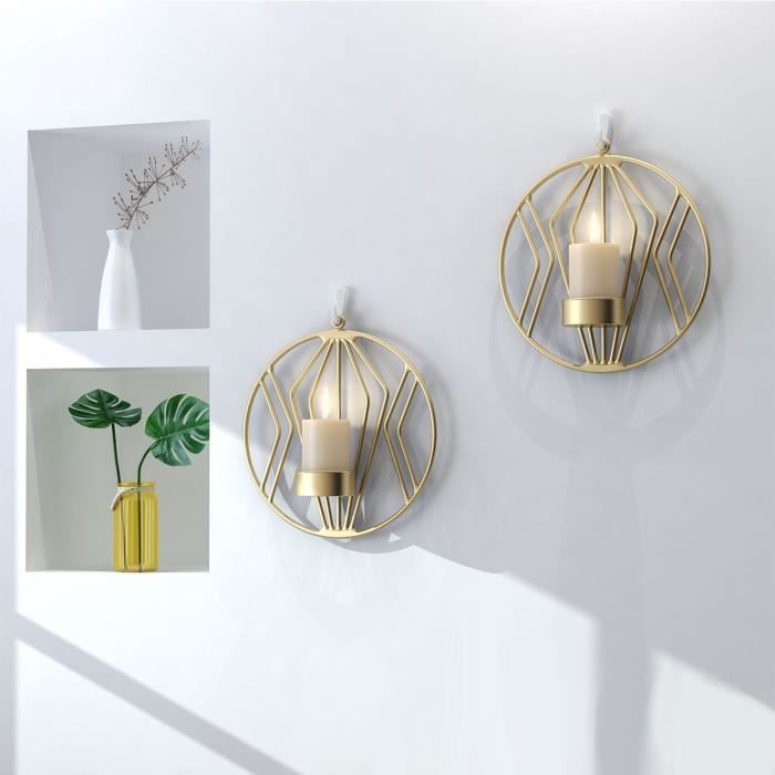 Bougeoir Mural En Fer Belle Vous Bougeoir Mural Fer Noir Lot De 2 - Applique Murale 35,2 Cm Pour Bougies Salon/Chambre Decorazione Parete