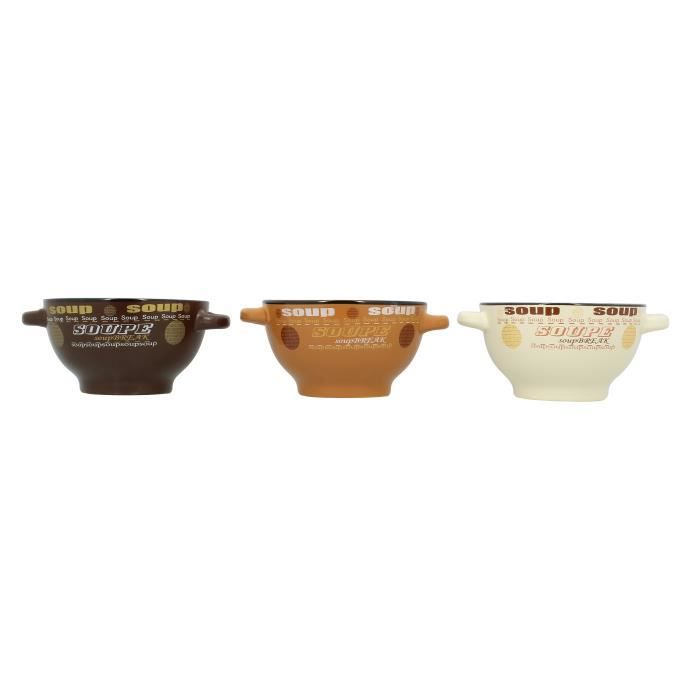 lot de 6 bols a soupe 14cm 65cl decores en gres cdiscount maison
