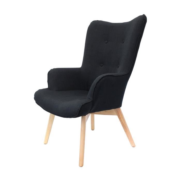 fauteuil de salon scandinave helsinki - noir - tissu - marque the concept factory - 1 place