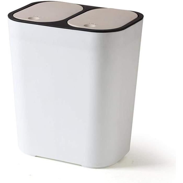 Poubelle Coulissante Double 30L (10+20L) Sous évier - Avec Couvercle - Cuisine