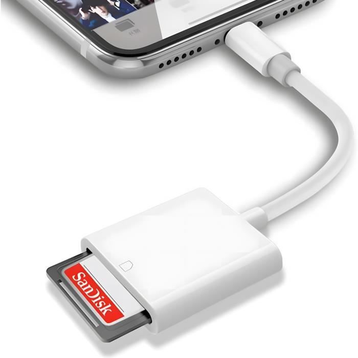 Apple Mfi Certified] Lecteur De Carte Sd Pour Iphone-Ipad, Adaptateur  Lightning Vers Carte Sd Pour Iphone 14-13-12-11-X-Xs-X[J1620] - Cdiscount  Informatique