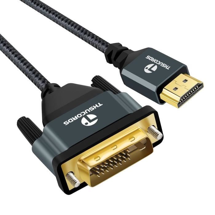 Câble Hdmi Vers Dvi 4K 1M, Plaqué Et Tressé, Câble Dvi Vers Hdmi ...