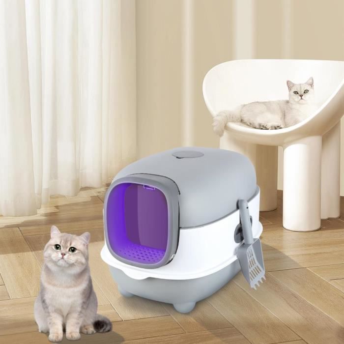 Meilleurs prix pour Bac à litière pour chat VARIVIDA - Gris - Avec pack désodorisant et stérilisation UV - 56*39*40cm