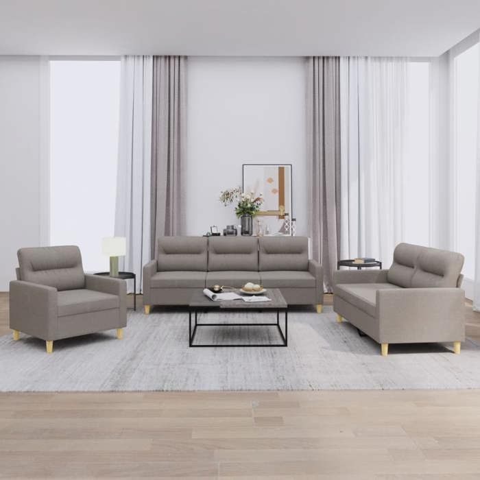 vidaXL Ensemble de Canapés avec Coussins 3 pcs Canapés avec Accoudoirs Ensemble de Meubles Mobilier de Salon Moderne 3201543