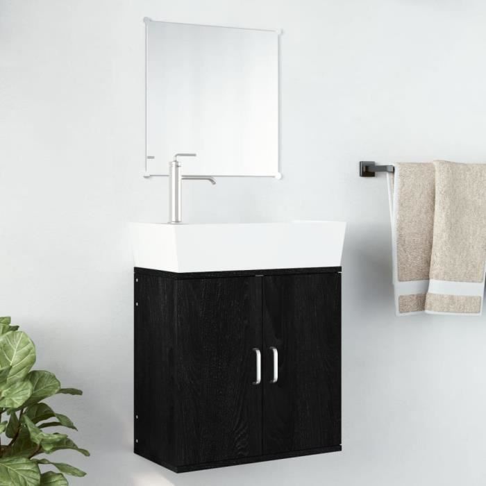 Ensemble de meubles de salle de bain Noir Bois d'ingénierie