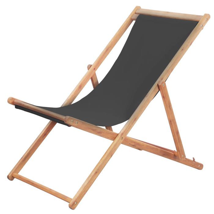 vidaXL Chaise Pliable de Plage Tissu et Cadre en Bois Jardin Camping 44000