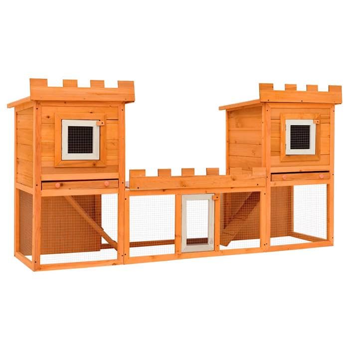 vidaXL Clapier d'extérieur Double maison