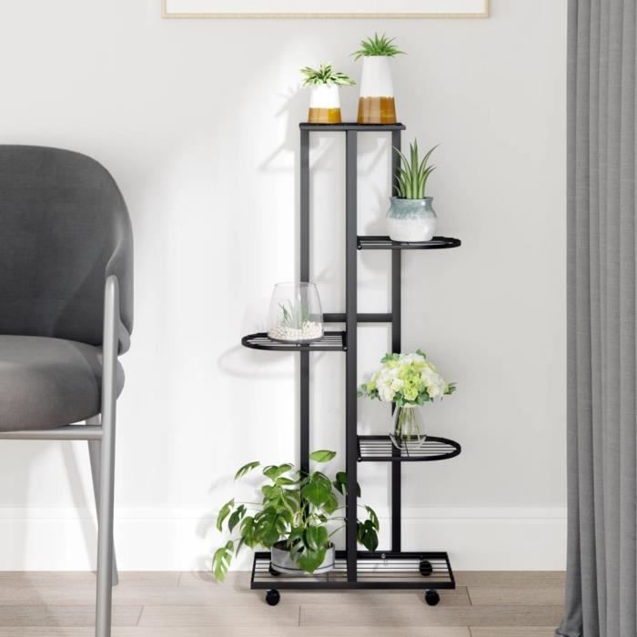 Vidaxl Jardinière à 5 niveaux avec roues 44x23x100 cm Fer - vue 2