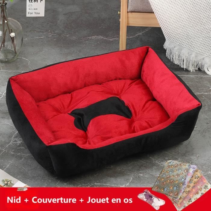 Meilleurs prix pour Lit pour animaux de compagnie - VITATA - 80 x 60 cm - Noir et rouge - Peluche - Coton PP