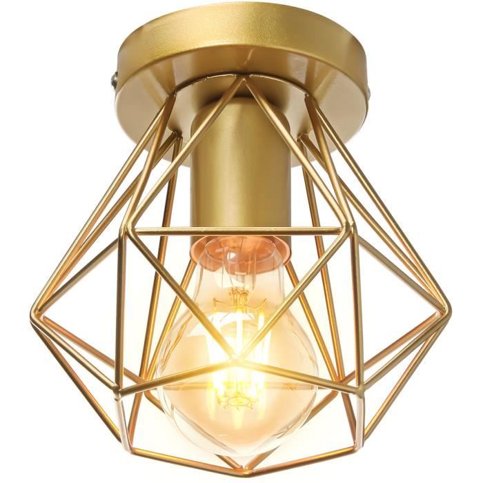 UNI Lampe Plafond Design Industrielle Fer Abat-jour en Métal Plafonnier Luminaire E27 40W Doré UNI Lampe Plafond Design Industrielle Fer Abat-jour en Métal Plafonnier Luminaire E27 40W Doré