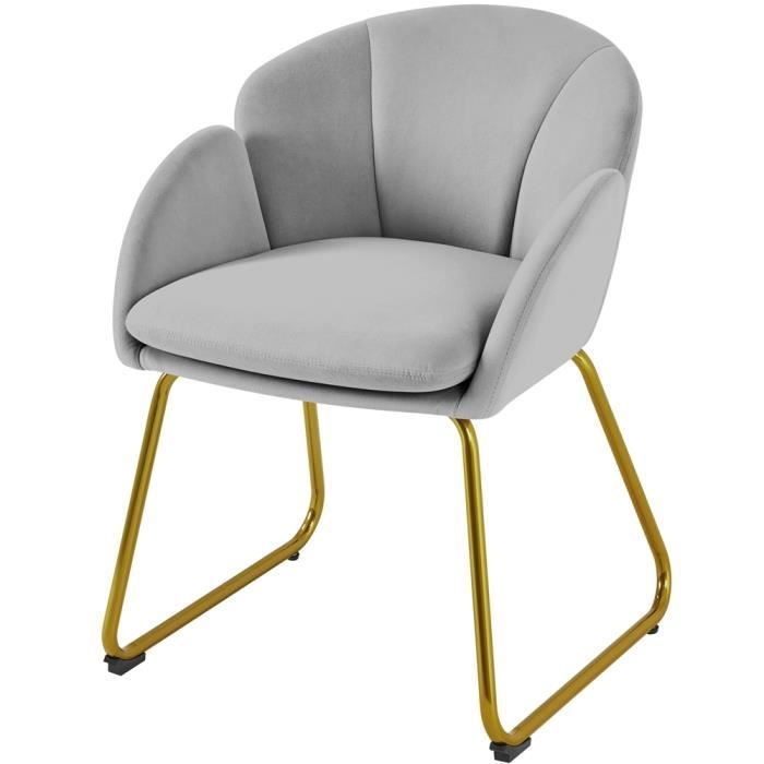 Yaheetech Fauteuil de Chambre à Coucher Salon Rembourré Haut en Velours avec Dossier Circulaire Pieds en Métal Charge 136 kg Gris Yaheetech Fauteuil de Chambre à Coucher Salon Rembourré Haut en Velours avec Dossier Circulaire Pieds en Métal Charge 136 kg Gris