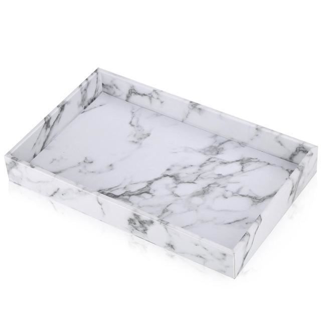 Plateau De Service En Marbre Avec Poignées - Rectangulaire Ou Carré Blanc Pour Décoration Maison