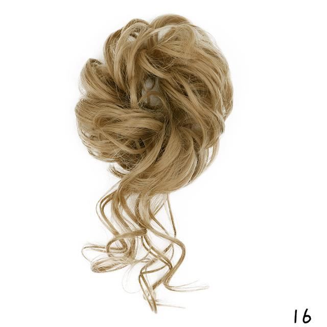Chouchou / Chignon Postiche Synthétique - Couleur Blond Foncé Cuivré - Bouclé Court - Neuf Avec étiquettes