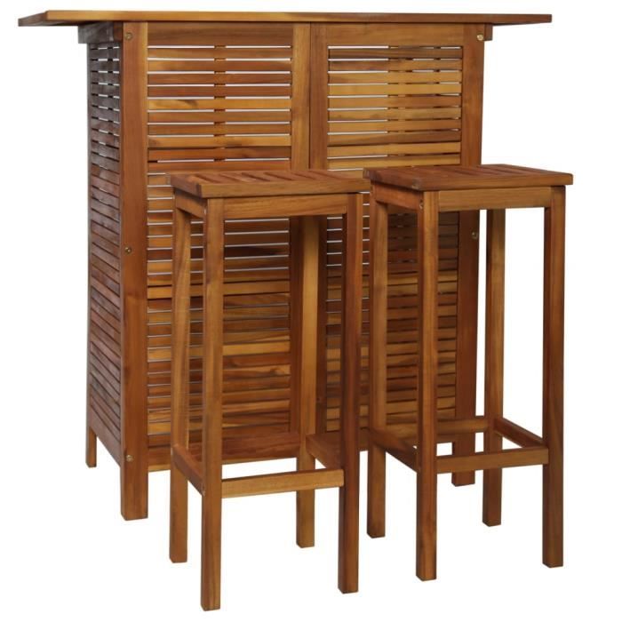 sal table et chaises de bar 3 pcs bois d'acacia massif 7324976804770