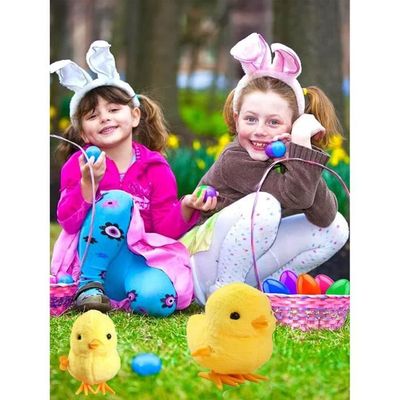 Lot De 12 Poussins Sauteurs à Remonter – Peluche Colorée – Jouet De Marche Intérieur Extérieur – Dès 3 Ans