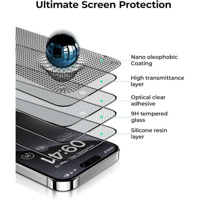 BENKS Mat Verre Trempé pour iPhone 15 Pro Protection Ecran avec
