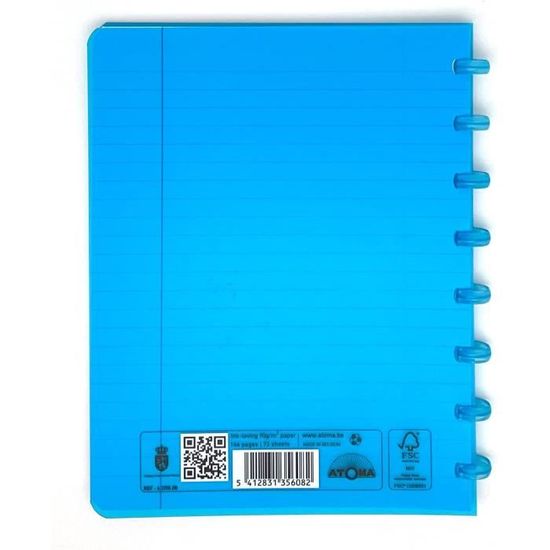 Cahier A5 à Anneaux Atoma – 72 Feuilles Détachables (144 Pages), Papier 90g/m², Couverture Polypropylène, Réglage Marges